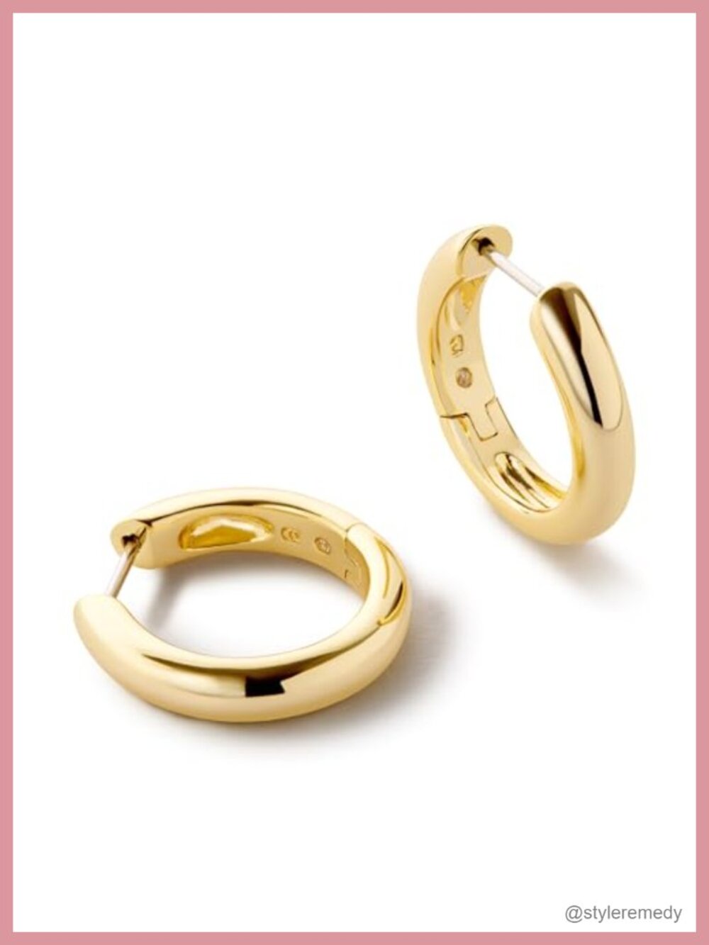 14K Gold Plated Bold Huggie Hoop Earrings Stainless Steel Posts Everyday